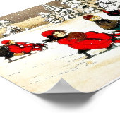 子供たちが雪を降ろしてクリスマスの挨拶 ポスター (角)