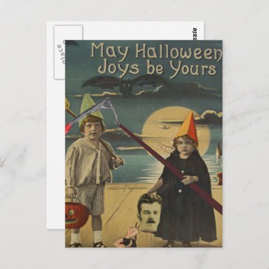 子供たちが頭のトリックまたは治療で首を切った ポストカード (正面/裏面)