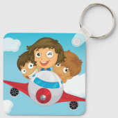 子供たちが飛ばす飛行機のカートゥーン　楽しい航空 キーホルダー (裏面)