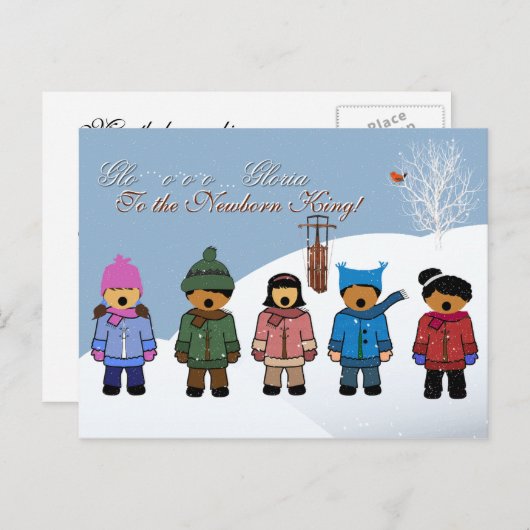 子供たちが「生まれたばかりの王に栄光あれ」を歌う シーズンポストカード (正面/裏面)
