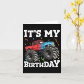 子供たちその私の誕生日モンスタートラック誕生日少年に カード (黄色い花)