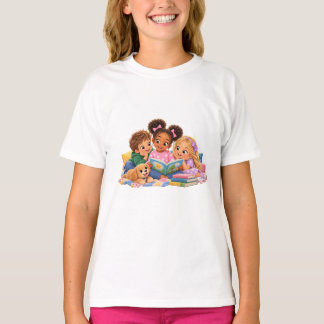 子供たちと一緒の読み聞かせ Tシャツ