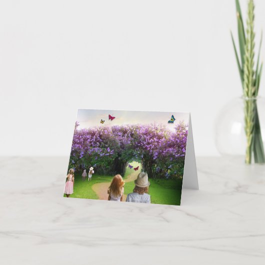 子供たちと蝶のいる魔法の庭 サンキューカード (正面)