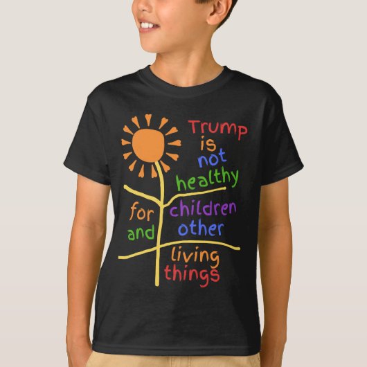 子供たちにとってトランプは不健康 キッズTシャツ Tシャツ (正面)