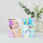 子供たちに感謝を 雨虹レトロ カラフル ポストカード (スタンド正面)