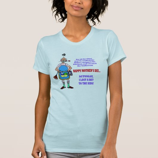 子供たちに賭けに負けて服を着替えた夫 Tシャツ (正面)