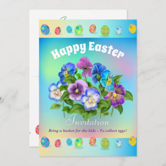 子供たちのために、イースターの卵を集めるための籠を持ってきて シーズンカード (正面/裏面)