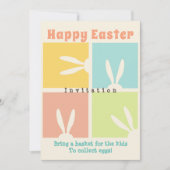 子供たちのために、イースターの卵を集めるための籠を持ってきて 招待状 (正面)