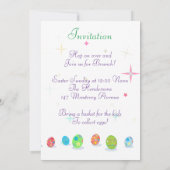 子供たちのために、イースターの卵を集めるための籠を持ってきて 招待状 (裏面)