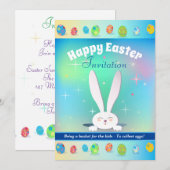 子供たちのために、イースターの卵を集めるための籠を持ってきて 招待状 (正面/裏面)