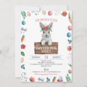 子供たちのイースターエッグハント、イースターウサギ、春 招待状 (正面)