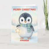 子供たちのクリスマスの小さなペンギンの魔法 シーズンカード (正面)