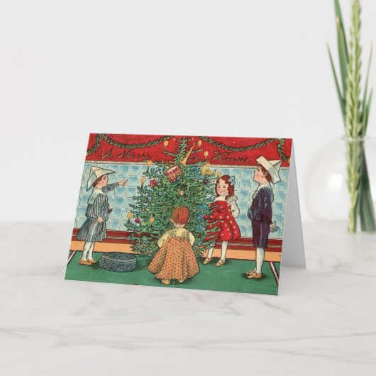 子供たちのクリスマス ビンテージカード シーズンカード (正面)