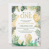 子供たちのグリーンハウス ゴールド ワイルド アニマル ジャングル パーティー 招待状 (正面)