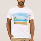 子供たちのサーフィン 熱帯ビーチの楽しさ 夏の海 Tシャツ (正面)