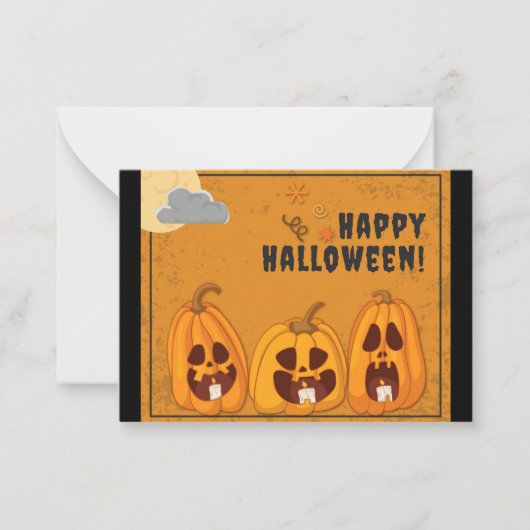 子供たちのハッピー・ハロウィン・ spooky・パンプキン ノートカード (正面)