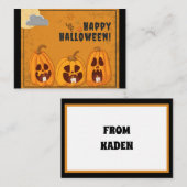 子供たちのハッピー・ハロウィーン・ spooky・パンプキン ノートカード (正面/裏面)