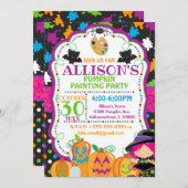 子供たちのハロウィンカボチャ絵付けパーティー 招待状 (正面/裏面)