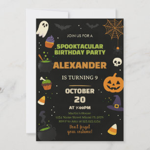 子供たちのハロウィン誕生日パーティーへの招待 招待状