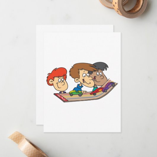 子供たちのピンベアデービー・カーレース ノートカード (正面/裏面インサイチュ)