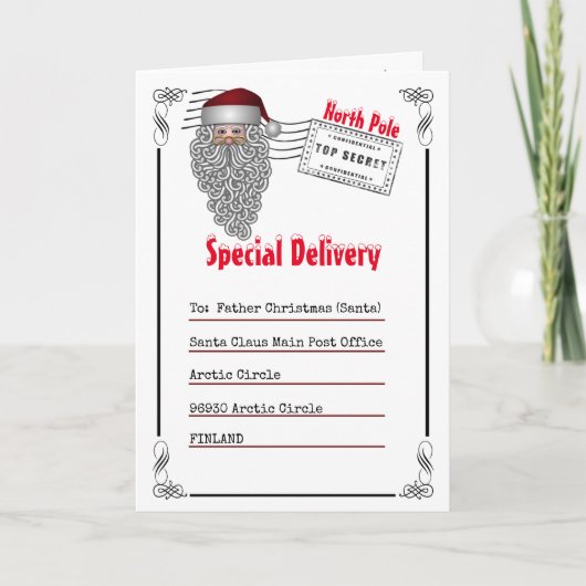 子供たちの写真からサンタノース・ポールへの手紙 カード (正面)