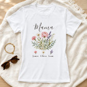 子供たちの名前とママのための水彩花柄デザイン Tシャツ