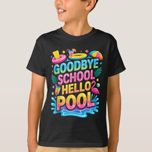 子供たちの夏休み 学校とお別れ プールにようこそ Tシャツ (正面)