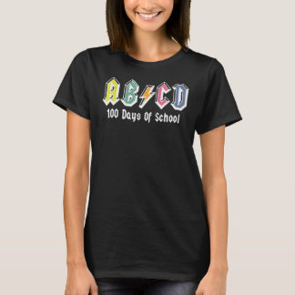 子供たちの幸せな100日目の学校の先生ABCDロックグラフィック Tシャツ