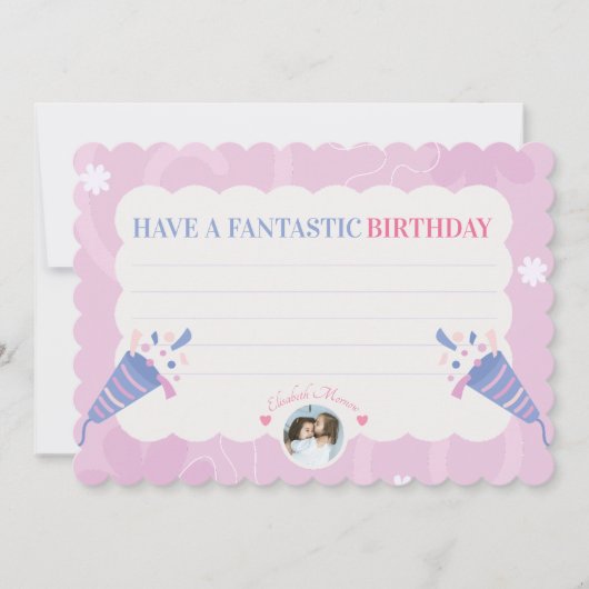 子供たちの挨拶のためのピンクとブルーのパステルカラーの写真 ノートカード (正面)