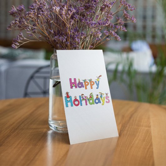 子供たちの楽しいホリデーシーズン!ステッキフィギュア タイポグラフィ 招待状