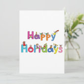 子供たちの楽しい休暇ステッキーフィギュアタイポグラフィ 招待状 (スタンド正面)