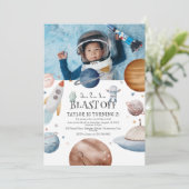 子供たちの水彩外宇宙写真誕生日パーティー 招待状 (スタンド正面)