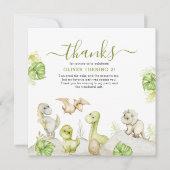 子供たちの水彩恐竜の誕生日パーティー サンキューカード (正面)