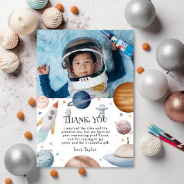 子供たちの水彩絵の具で外宇宙をテーマにした誕生日パーティー サンキューカード