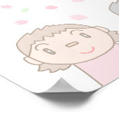 子供たちの笑顔が描かれたパステルカラーのアート ポスター (角)