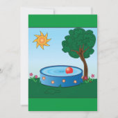子供たちの裏庭のプールの光景と太陽の木 招待状 (正面)