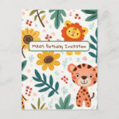 子供たちの誕生日招待状インジャングルスタイル インビテーションポストカード (正面)