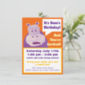 子供たちの誕生日招待状ハッピーヒッポアート 招待状 (スタンド正面)