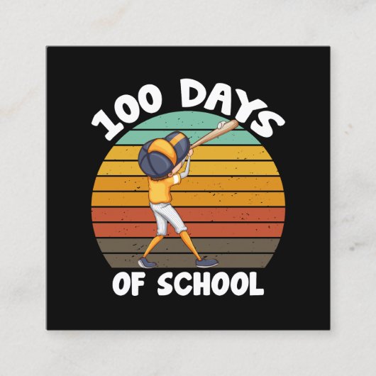 子供たちの100日目の学校生活 男の子 100日目の野球 スクエア名刺 (正面)