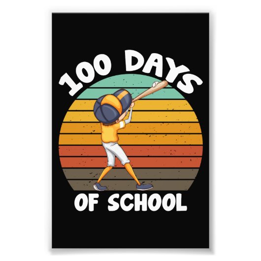 子供たちの100日目の学校生活 男の子 100日目の野球 フォトプリント            (正面)