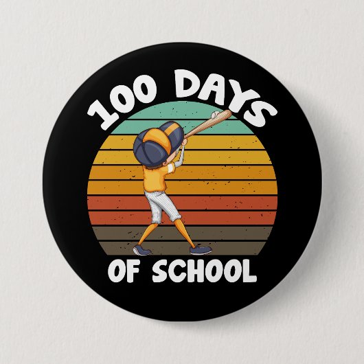 子供たちの100日目の学校生活 男の子 100日目の野球 缶バッジ (正面)
