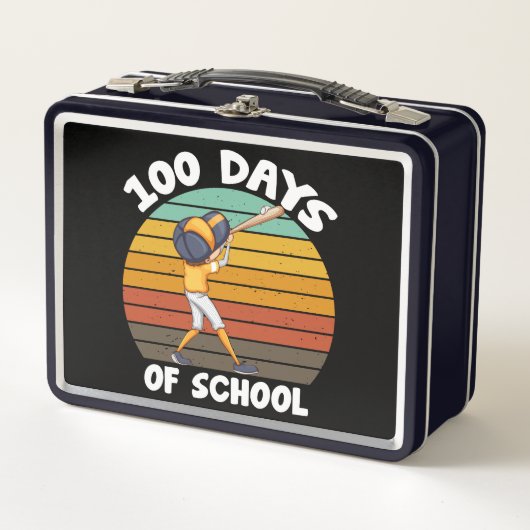 子供たちの100日目の学校生活 男の子 100日目 野球 メタルランチボックス (正面)
