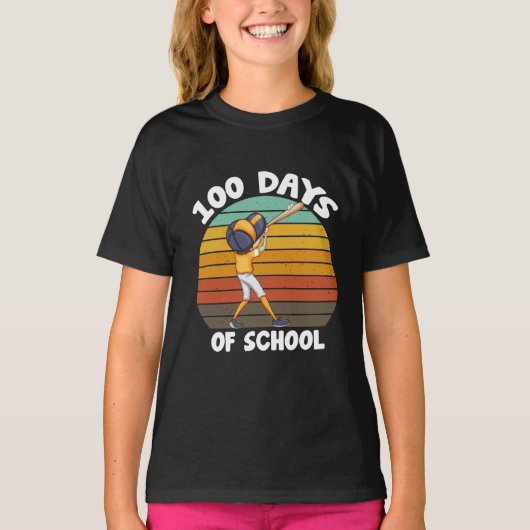 子供たちの100日目の学校生活 男の子 100日目 野球 Tシャツ (正面)