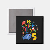 子供たちのO-fish-allyファイブ誕生日お祝い5歳 マグネット (正面/裏面)