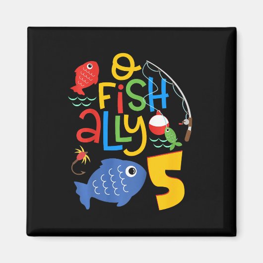 子供たちのO-fish-allyファイブ誕生日お祝い5歳 マグネット (正面)