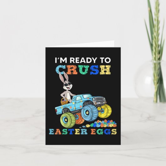 子供たちはイースターエッグうさぎを月に粉砕する準備ができている カード (正面)