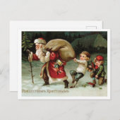 子供たちはサンタクロースストップを食べようとしていロシアのる。 ポストカード (正面/裏面)