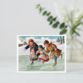 子供たちはスケートで滑るのクリスマスに氷の上でロシアのある。 ポストカード (スタンド正面)