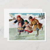 子供たちはスケートで滑るのクリスマスに氷の上でロシアのある。 ポストカード (正面/裏面)