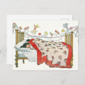 子供たちはベッドに居心地の良い場所に閉じ込められた シーズンポストカード (正面/裏面)